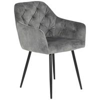 Armlehnstuhl Tina 2er-Set Grau Samt - Schwarz/Grau, MODERN, Textil/Metall (56/81/62cm) - MID.YOU