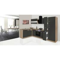 Eckküche Economy ca. 172x310cm Grau/Eichefarben - Eichefarben/Grau, Basics, Glas/Holzwerkstoff (172/310cm) - Respekta