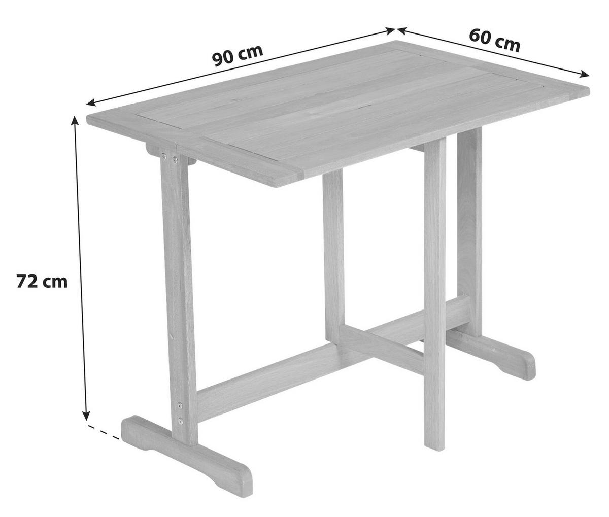 Vrtna Zložljiva Miza Porto, 90x72x60cm, Masivno - naravne barve, Konvencionalno, les (90/72/60cm) - Gardenson