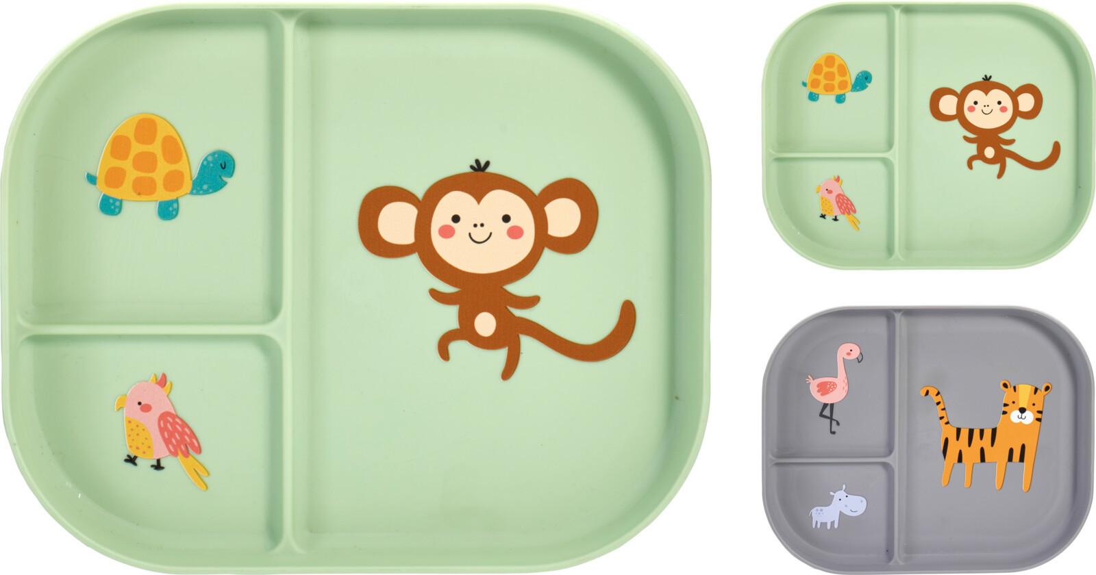 Kínálótál Kids Collection - világoszöld/szürke, műanyag (22/17,8/2,1cm)