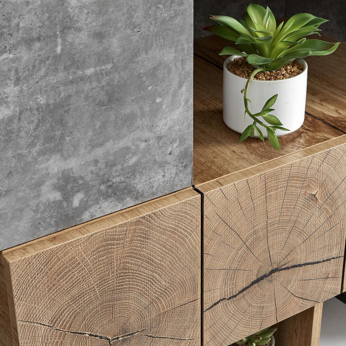 HIGHBOARD in grau "Casper" - Eichefarben/Grau, Modern, Holz (100/133,5/40cm) - Bessagi Home
