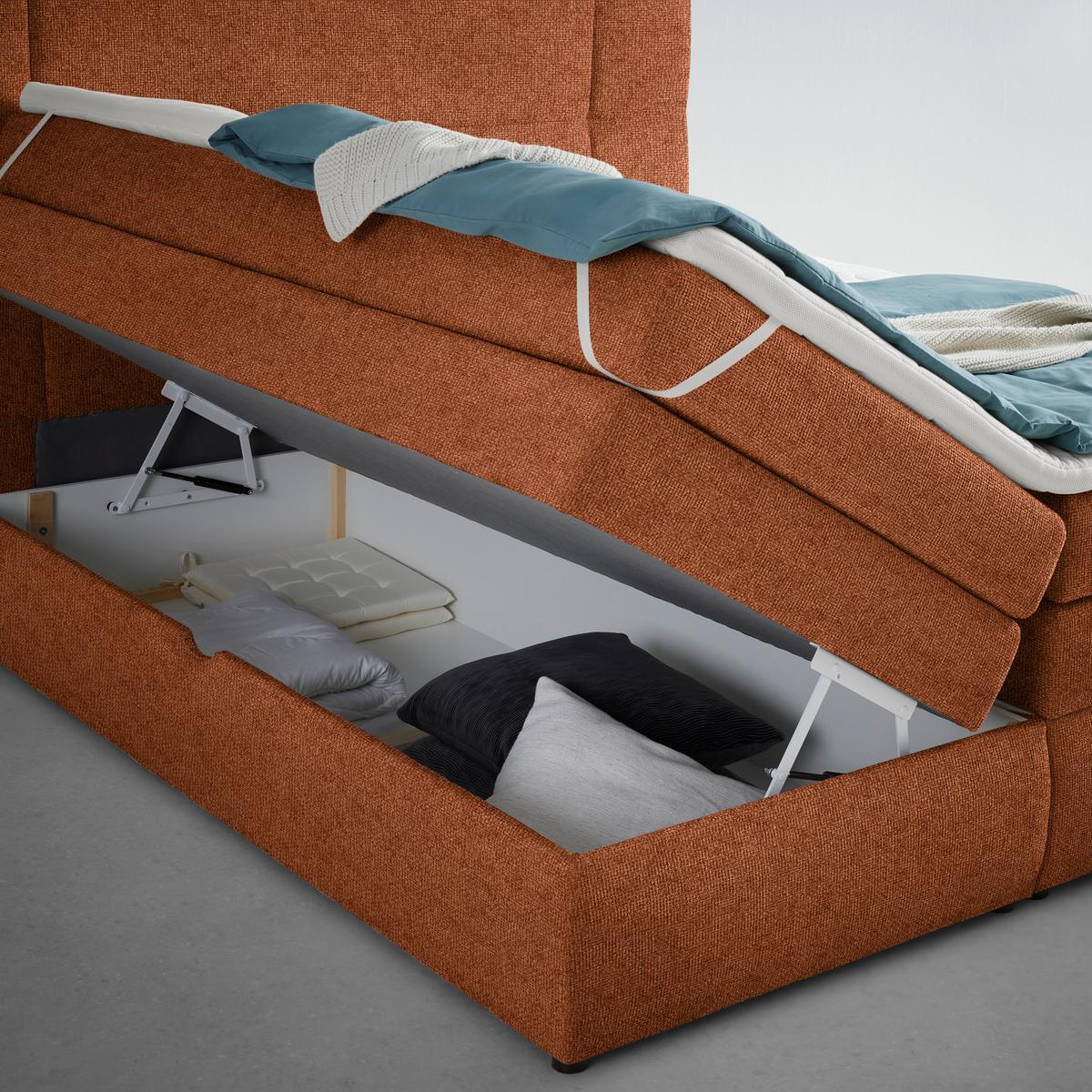 Boxspringbett Palace Terracotta ca. 180x200cm - Terracotta, KONVENTIONELL, Kunststoff/Textil (180/200cm) - Premium Living