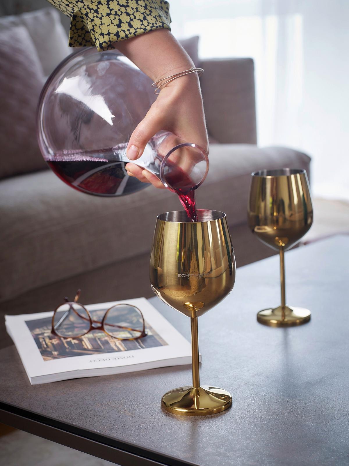Set Kozarcev Wine, 6-Delni - zlate barve, Trend, kovina (21cm) - Echtwerk