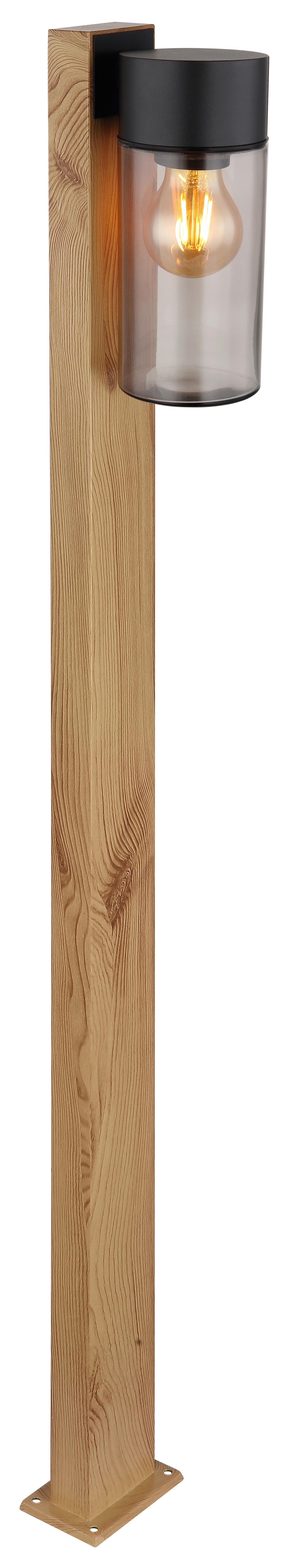 Außenleuchte Etsi Schwarz matt max. 40 Watt - Schwarz, Natur, Glas/Metall (9/14,5/100cm) - Globo