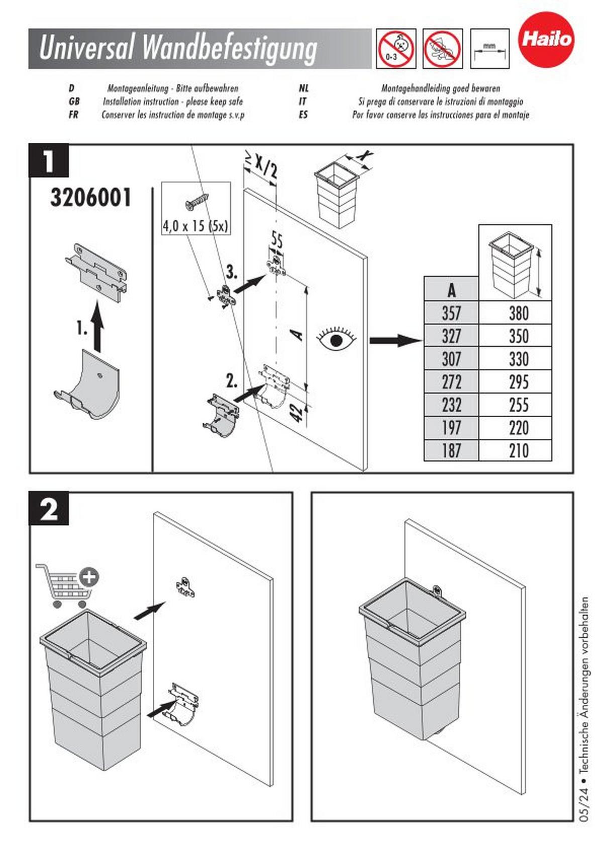 Abfallsammler 107601 Dunkelgrau - Dunkelgrau/Hellgrau, Kunststoff (22,6/32/29,5cm) - HKT
