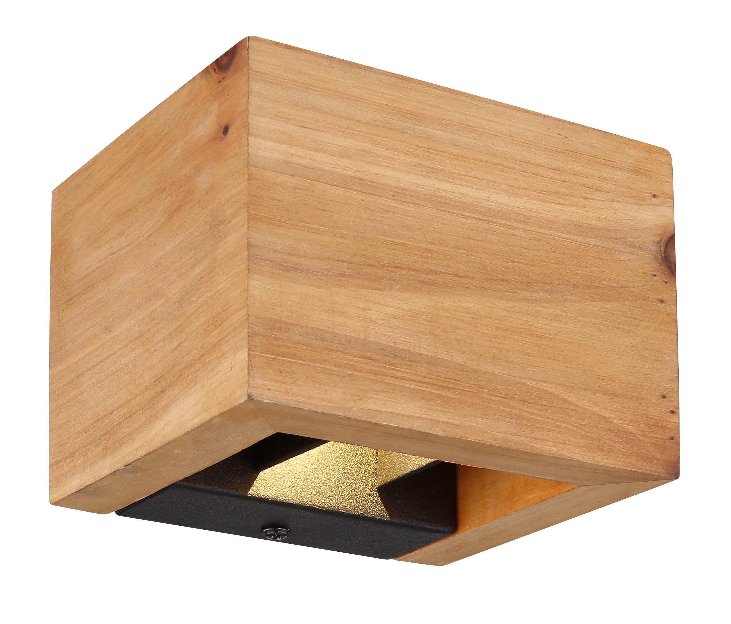 LED-Wandleuchte 15553W1 in Schwarz/Dunkelbraun max. 8 W - Dunkelbraun/Schwarz, Design, Holz/Metall (13,5/11,5/9,5cm)