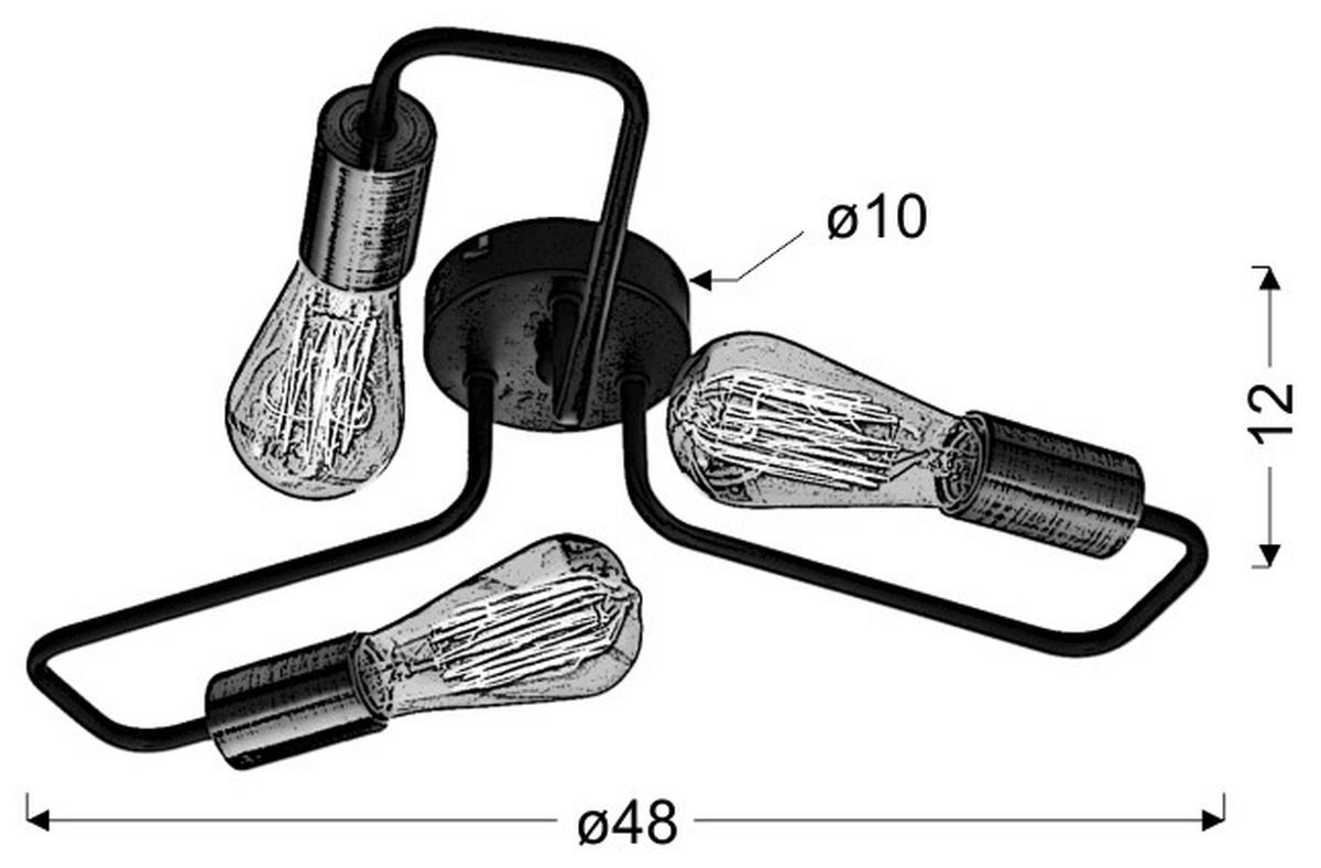 Svjetiljka Stropna 33-66916 - crna, Konvencionalno, metal (48/48/12cm)