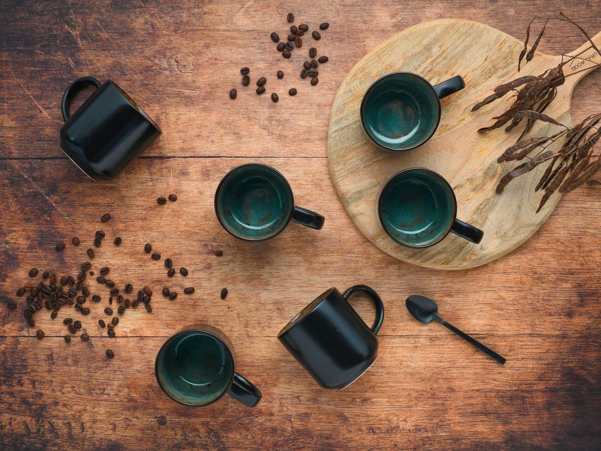 Set Skodelic Nordic Fjord Green, 6-Delni - zelena, Trend, keramika (350ml) - Creatable