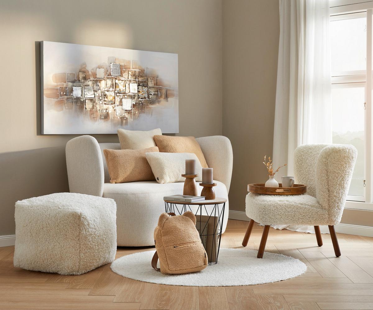 STOLIK BOCZNY 919281 - kolor naturalny/czarny, Design, materiał drewnopochodny/metal (40/40/41cm) - Ambia Home