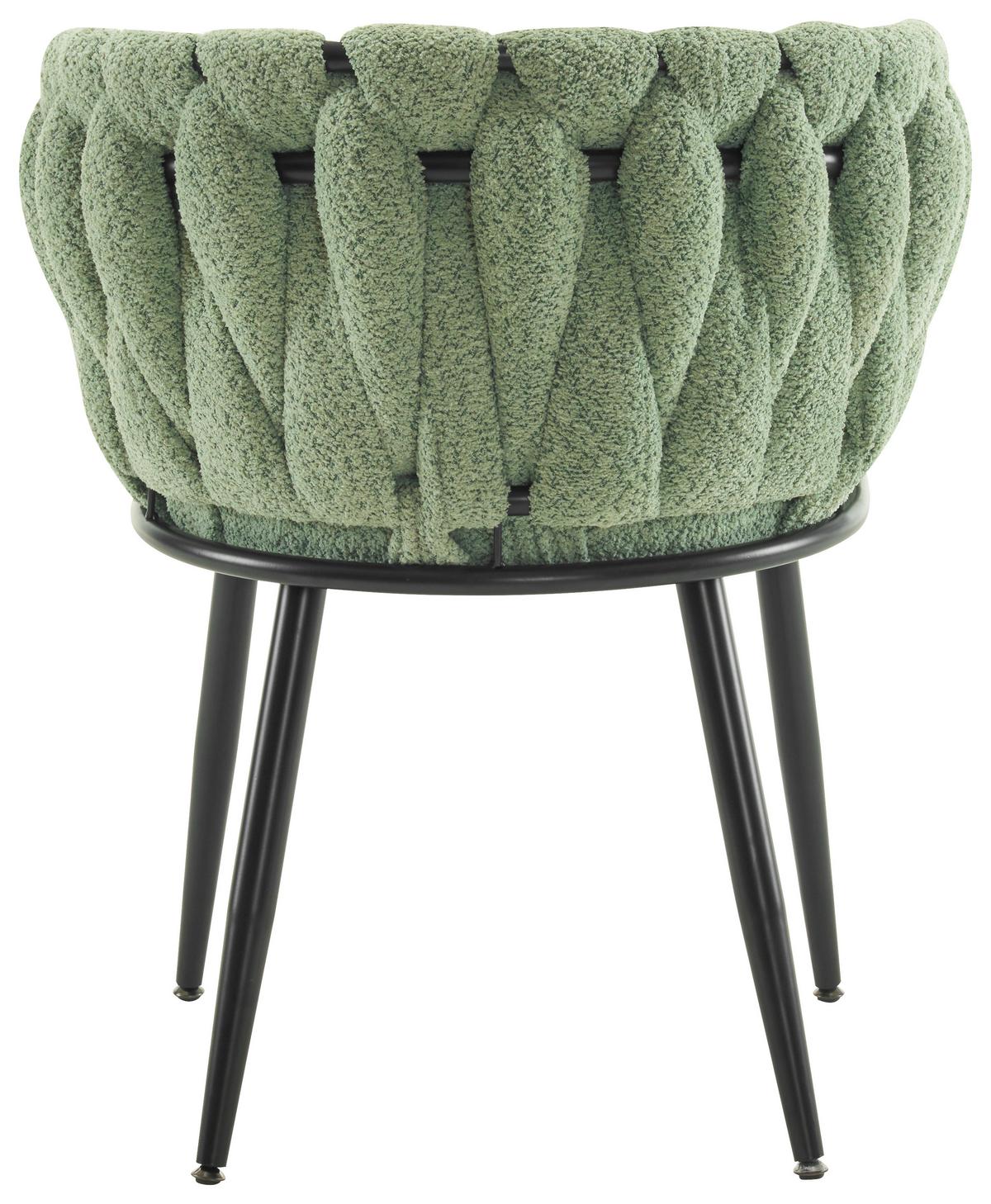 Naslanjač Weavy -Trend- - črna/svetlo zelena, Moderno, kovina/tekstil (64/78/55cm) - Premium Living