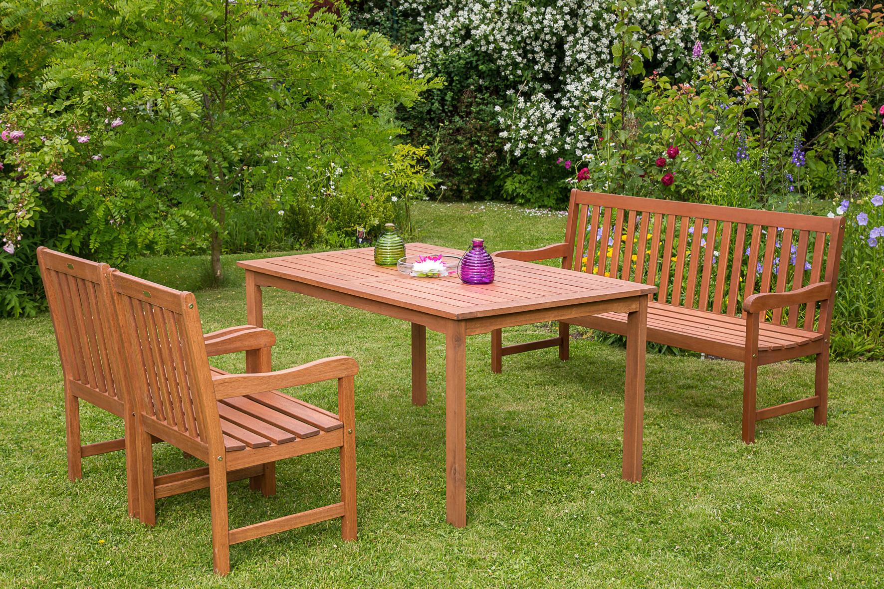 Gartenbank Santos aus Eukalyptus Natur - Naturfarben, Basics, Holz (157/89/58cm) - Gardenson