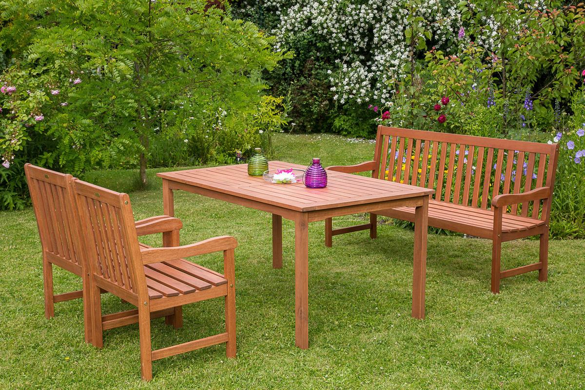 Gartenbank Santos aus Eukalyptus Natur - Naturfarben, Basics, Holz (157/89/58cm) - Gardenson