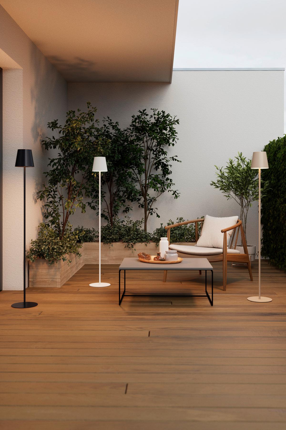 AKUMULATOROWA LAMPA STOJĄCA FORT LAUDERDALE *SBN* - kolor piaskowy, Design, tworzywo sztuczne/metal (22/130cm) - Novel