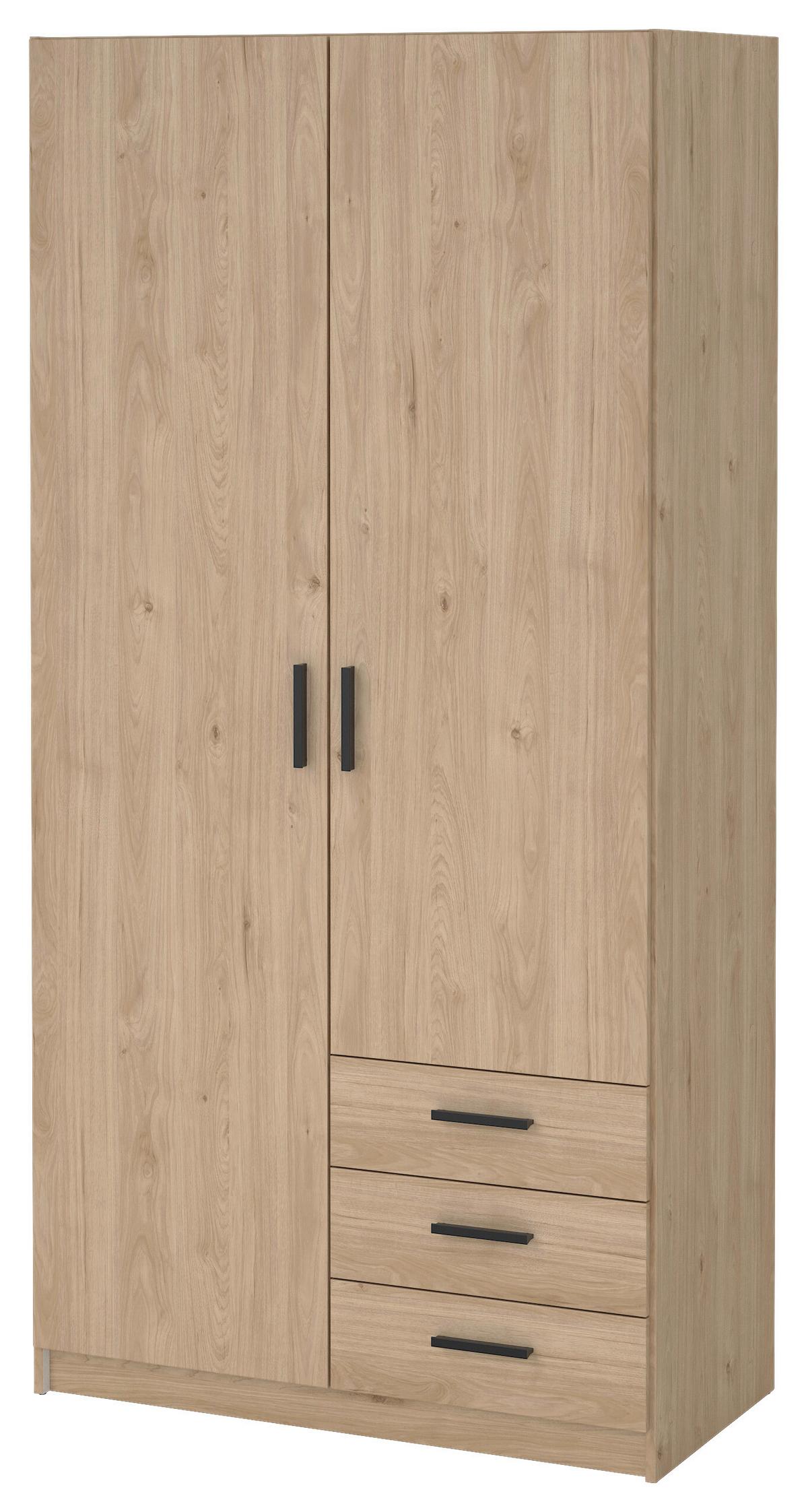 Omara Za Oblačila Sprint, Barva Hrasta - črna/barve hrasta, Basics, kovina/leseni material (98,5/200,4/49,8cm) - MID.YOU