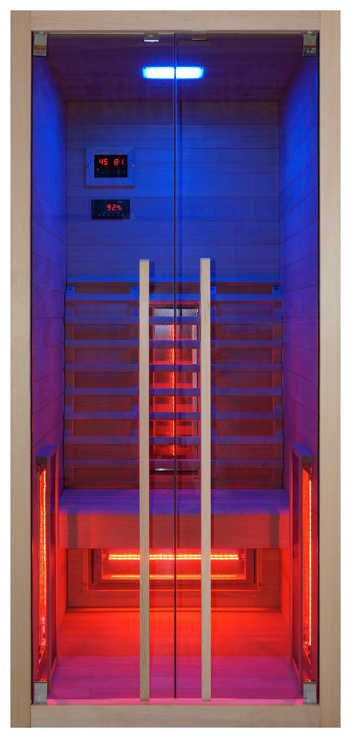 Infrarotkabine Ruby ca. 90,5x195x100cm - Naturfarben, Basics, Holz (90,5/195/100cm) - Sanotechnik