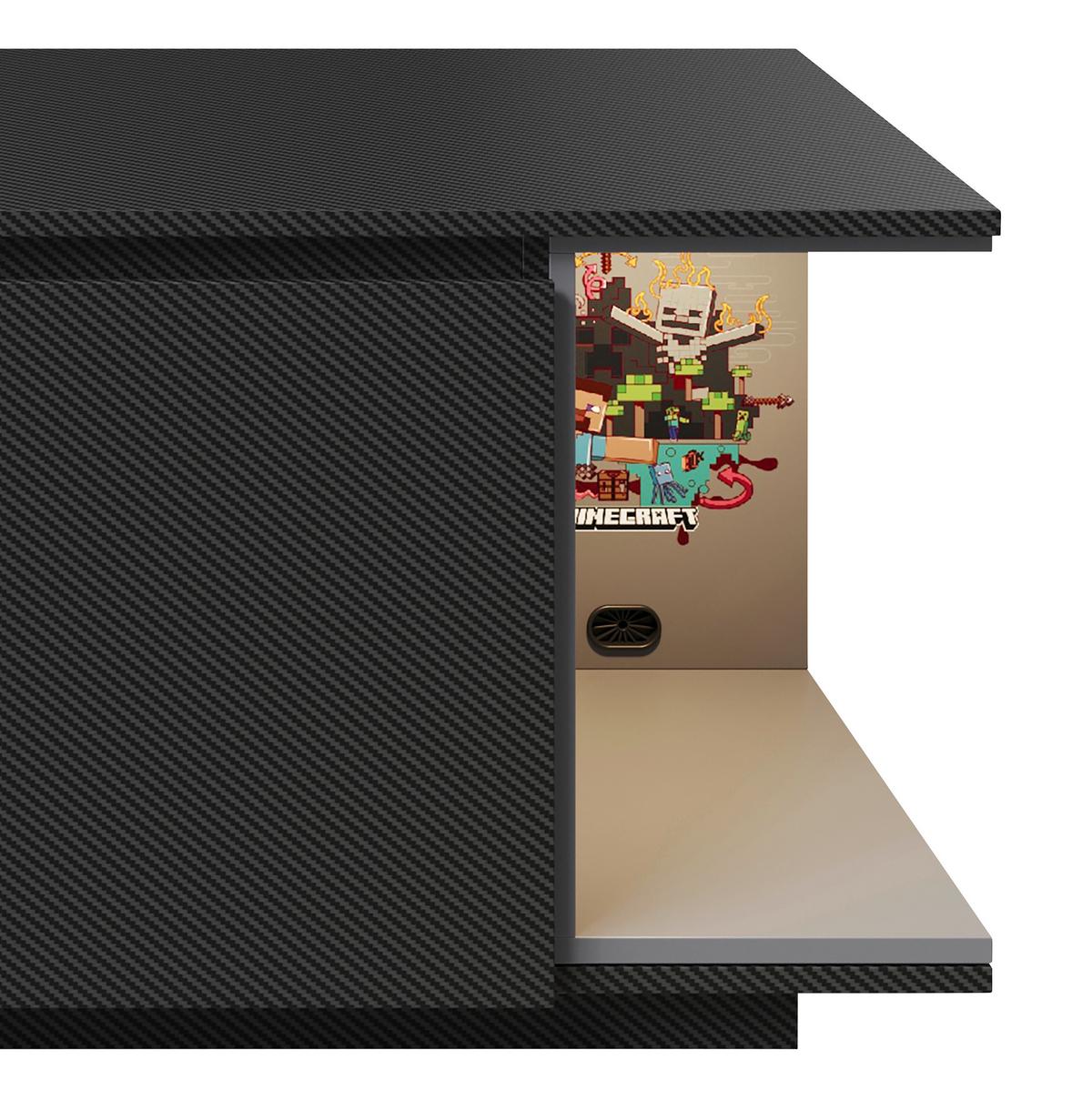 Lowboard Minecraft ca. 125x50x39 cm Schwarz - Schwarz, MODERN, Holzwerkstoff (125/50/39cm) - Minecraft