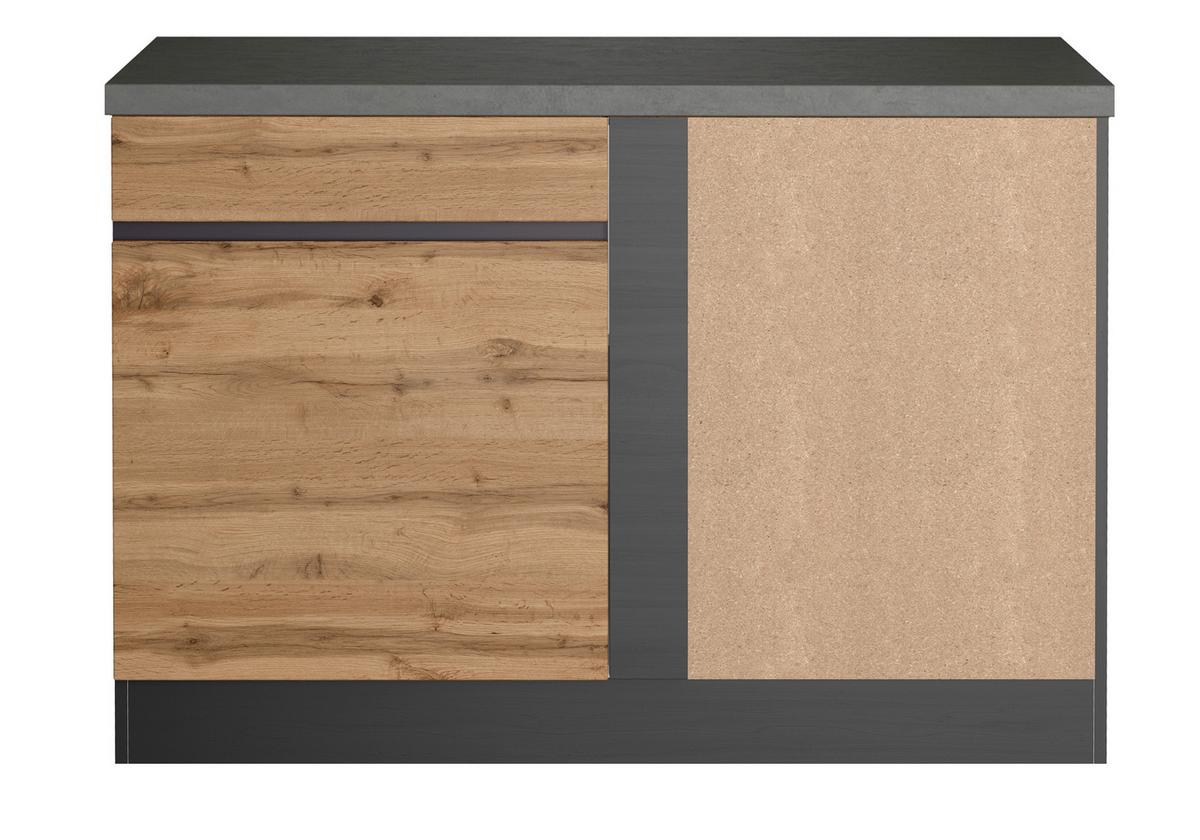 Eckunterschrank Turin ca. 120x86 cm Graphit/Eiche - Eiche Wotan/Graphitfarben, Design, Holzwerkstoff (120/86/60cm) - Held