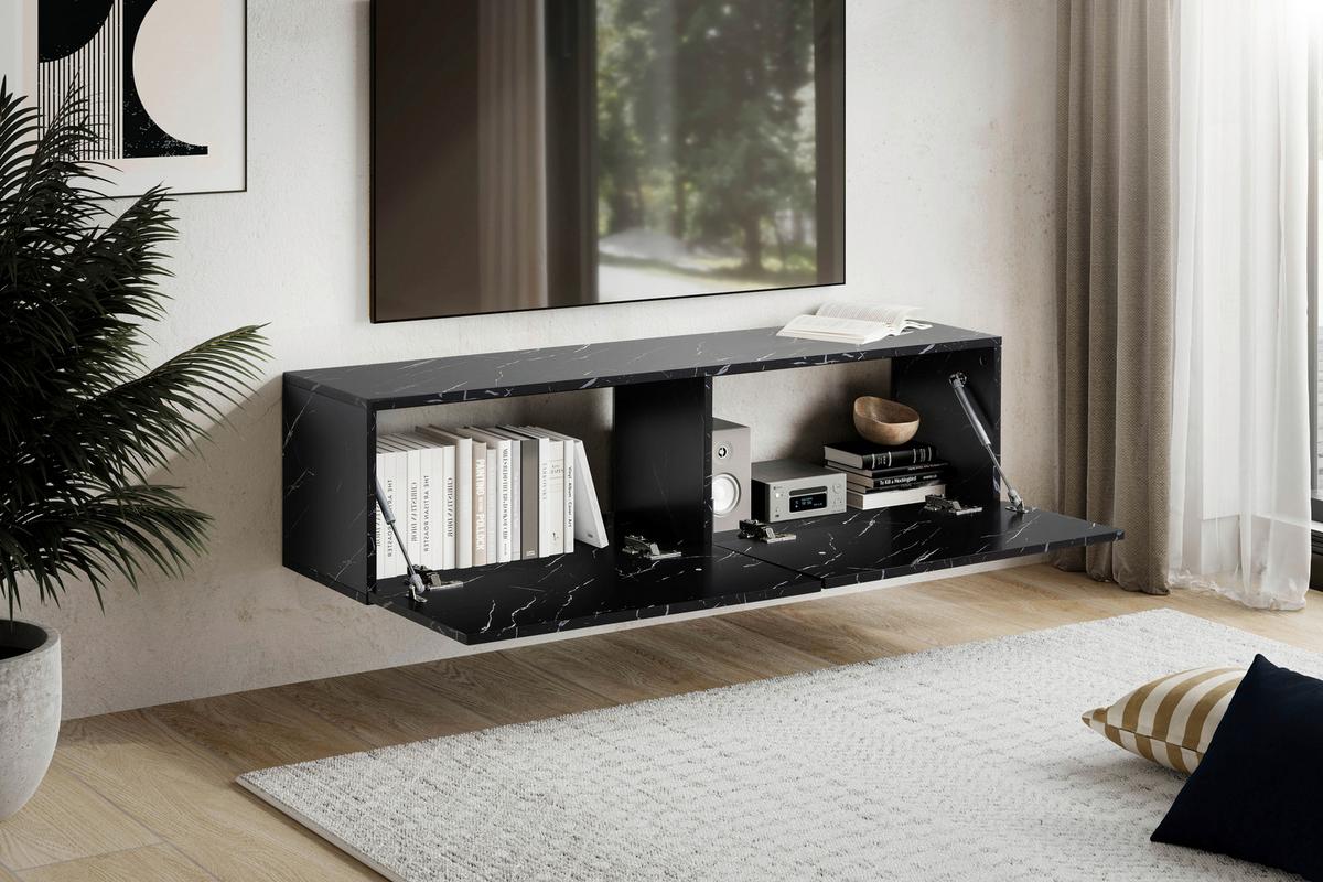 Nizka Omarica Marble, Črna - črna, Design, leseni material (120/30/30cm) - MID.YOU