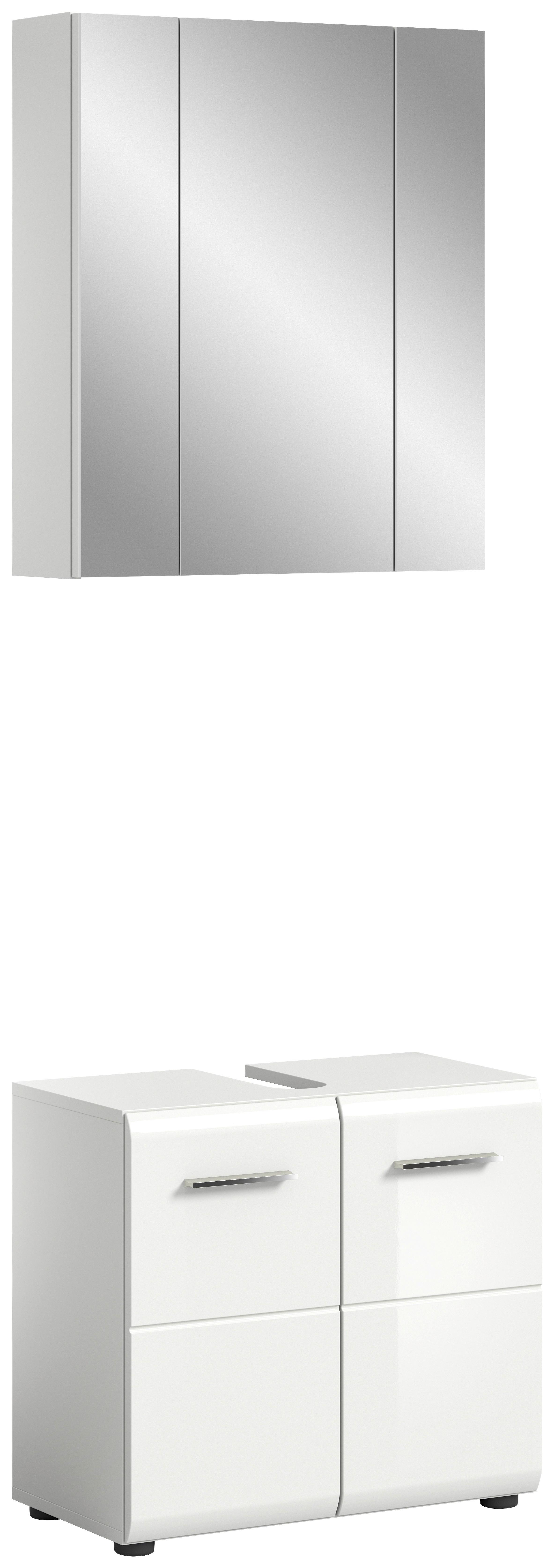 Kopalnica Ice, Bela - srebrne barve/črna, Moderno, umetna masa/steklo (60cm) - MID.YOU