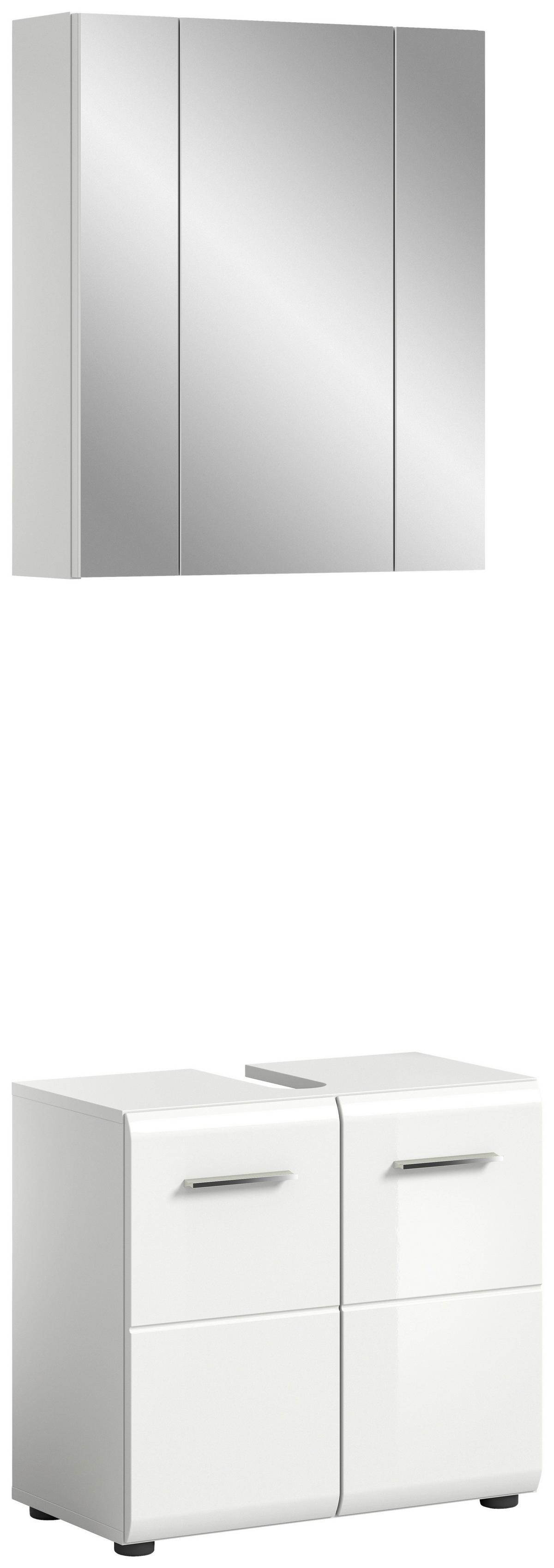 Kopalnica Ice, Bela - srebrne barve/črna, Moderno, umetna masa/steklo (60cm) - MID.YOU