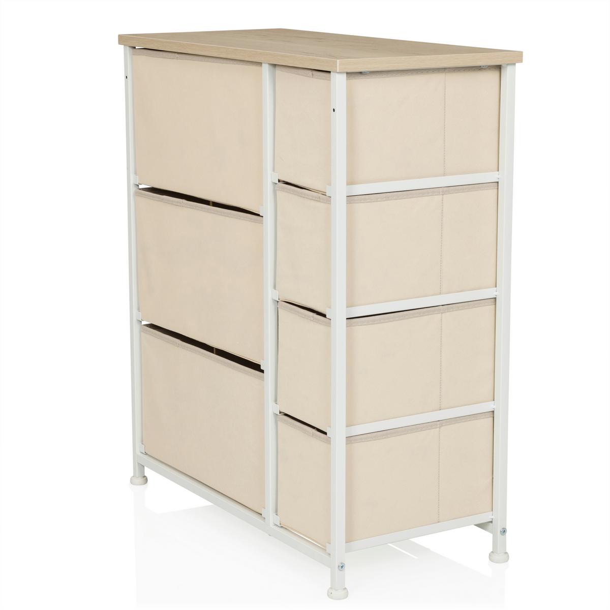 Komoda Foldress B, Bež - bela/bež, Moderno, umetna masa/tekstil (63,5/73/30cm) - MID.YOU
