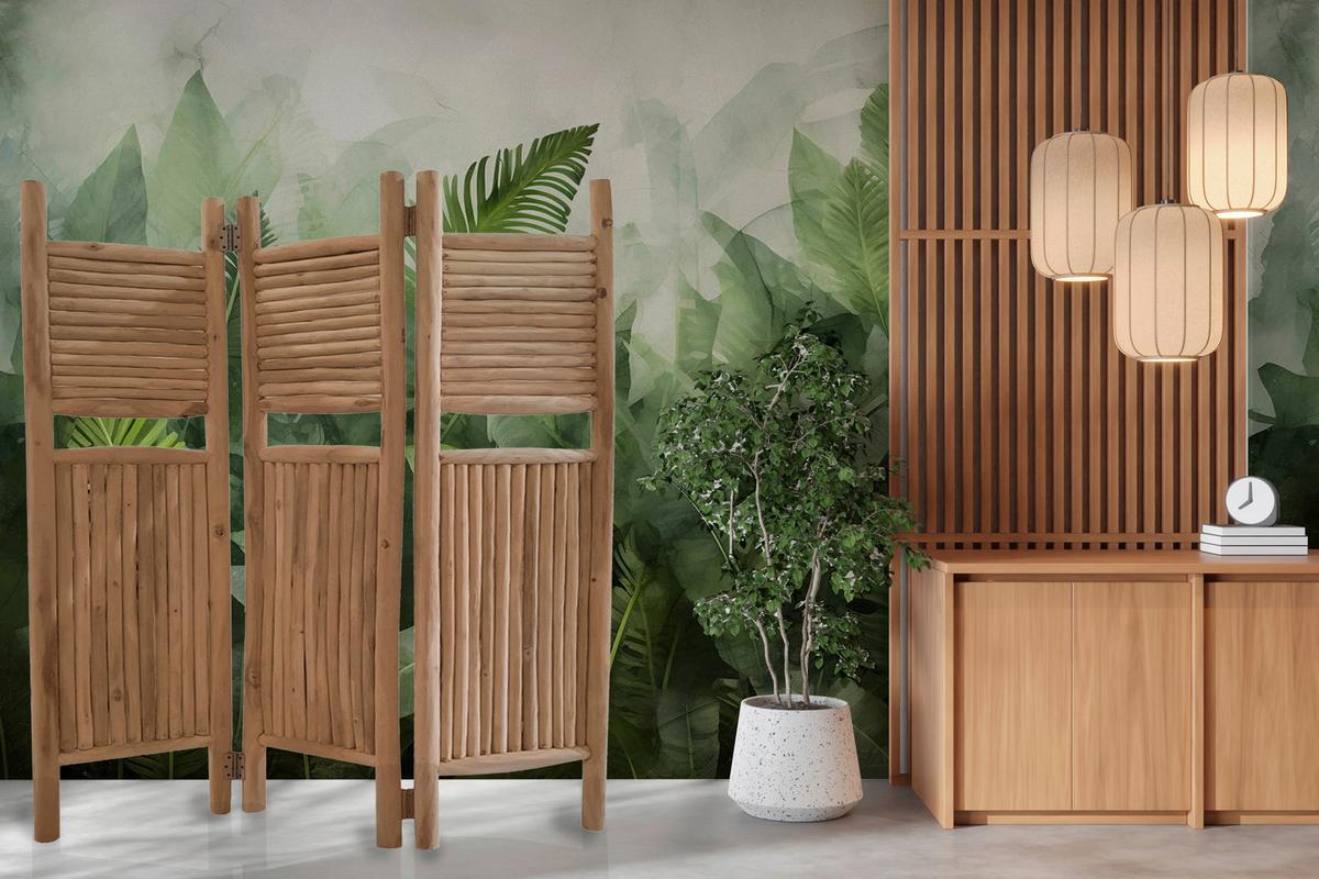 Paravent Naturfarben - Naturfarben, Natur, Holz (275/180/21cm) - Gardenson