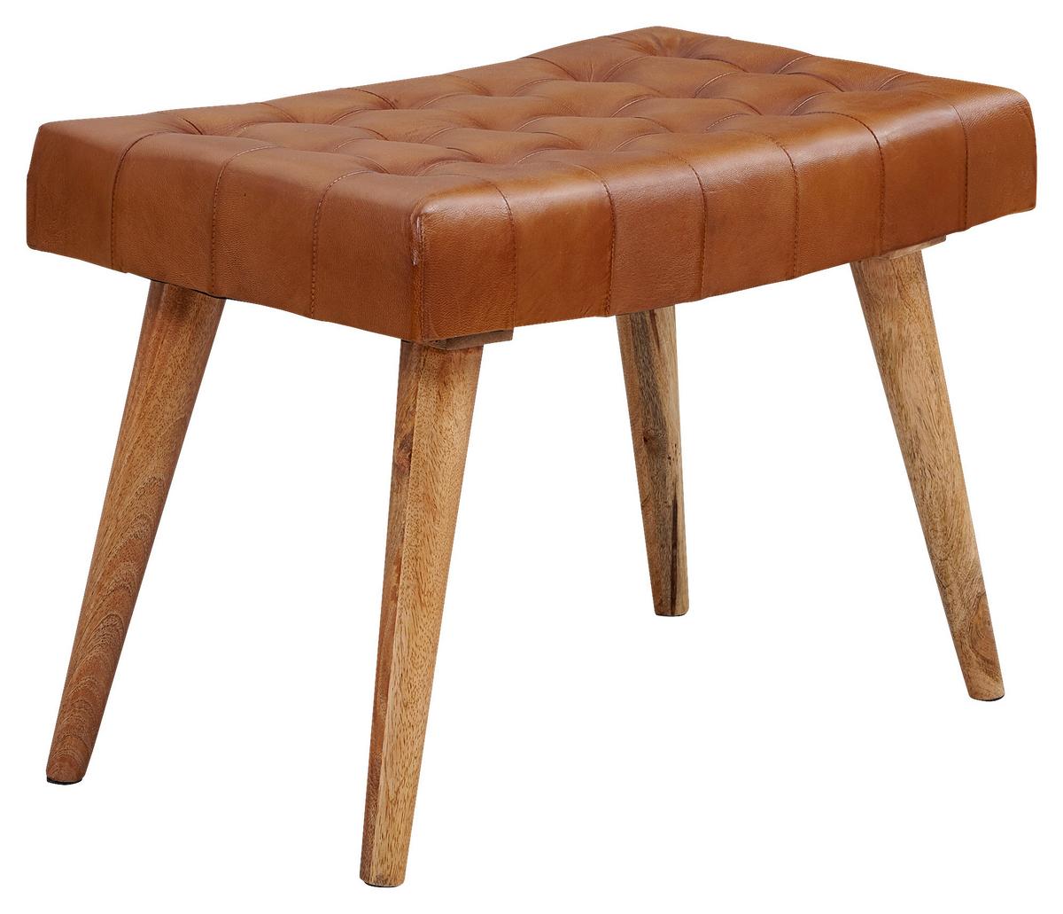 Tabure Hocker - rjava, Natur, les/usnje (67/47/39cm) - MID.YOU