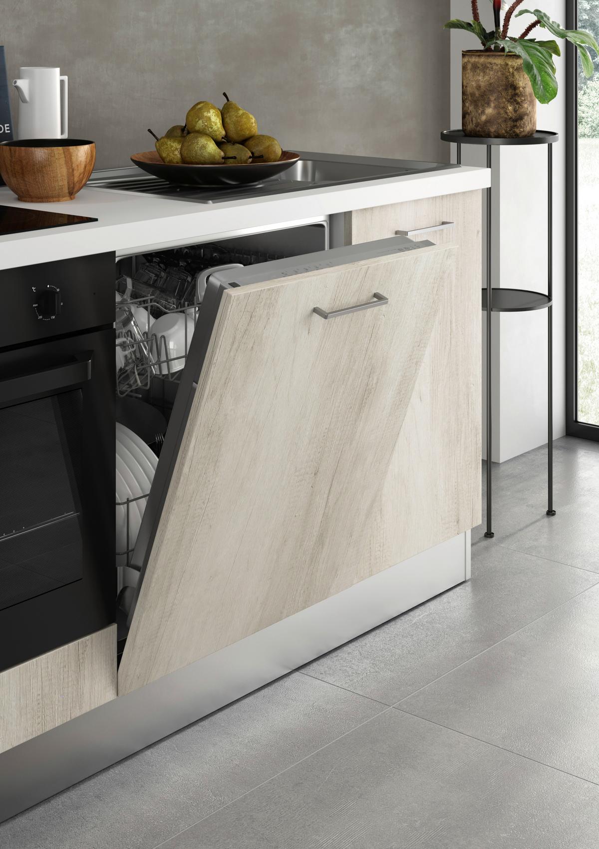 Küchenzeile Gardena m. Geräten Eiche - Eiche Bianco/Alufarben, MODERN, Holzwerkstoff/Kunststoff (255/88/216cm) - MID.YOU