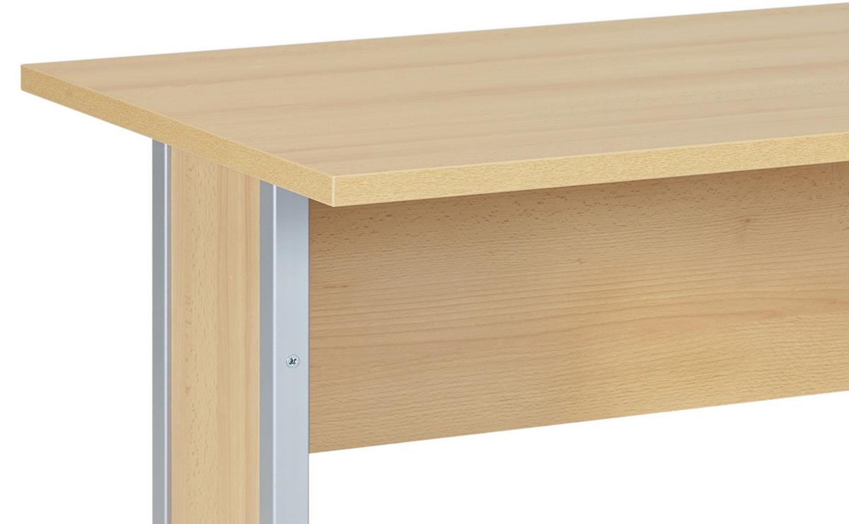 Schreibtisch "Serie 4000" ca 140x65 cm , buche - Buchefarben/Silberfarben, Basics, Holzwerkstoff/Metall (140/65/72,2cm) - MID.YOU
