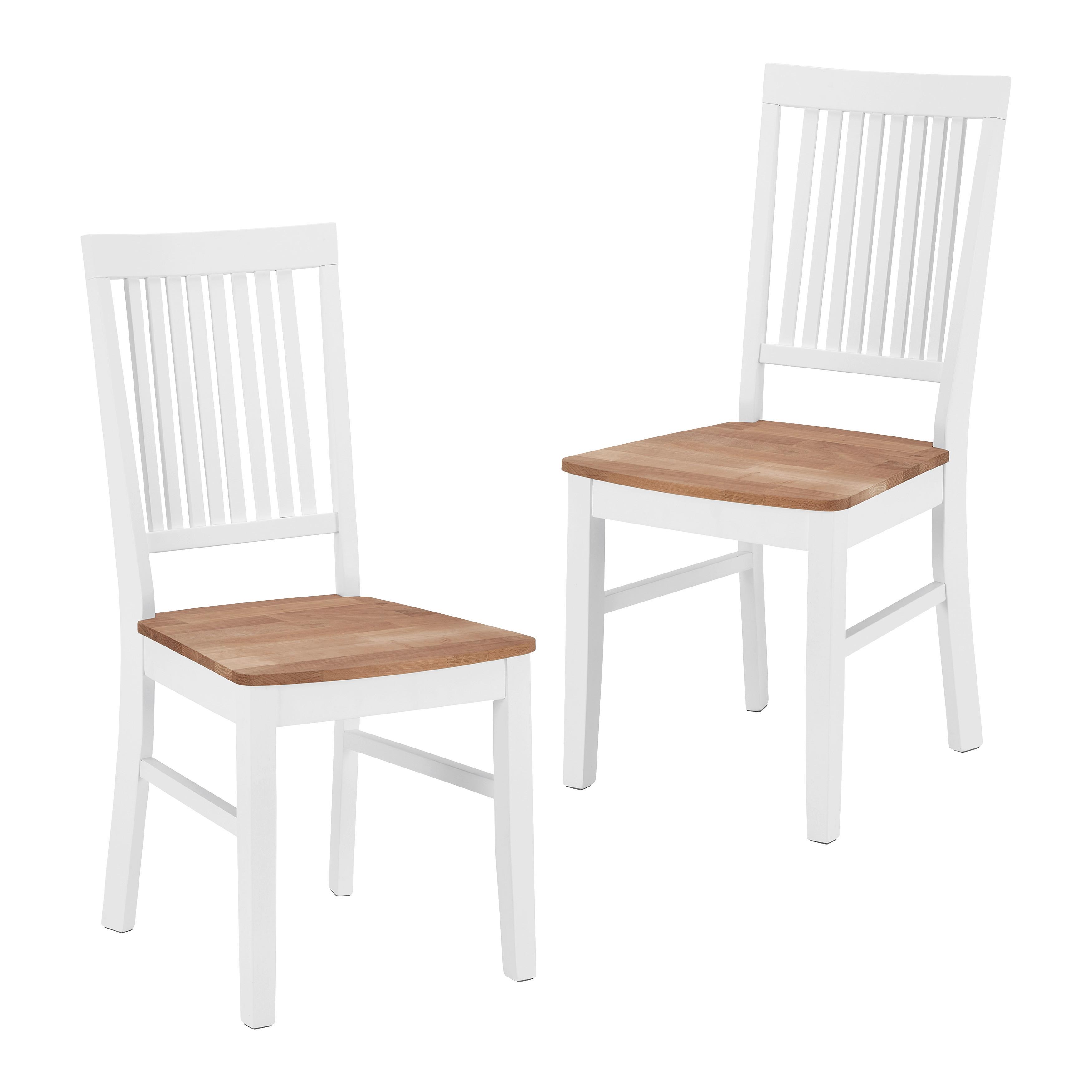 Stuhl-Set Antalia Weiß Buche/Eiche massiv - Naturfarben/Weiß, MODERN, Holz (44/98/59cm) - Bessagi Home