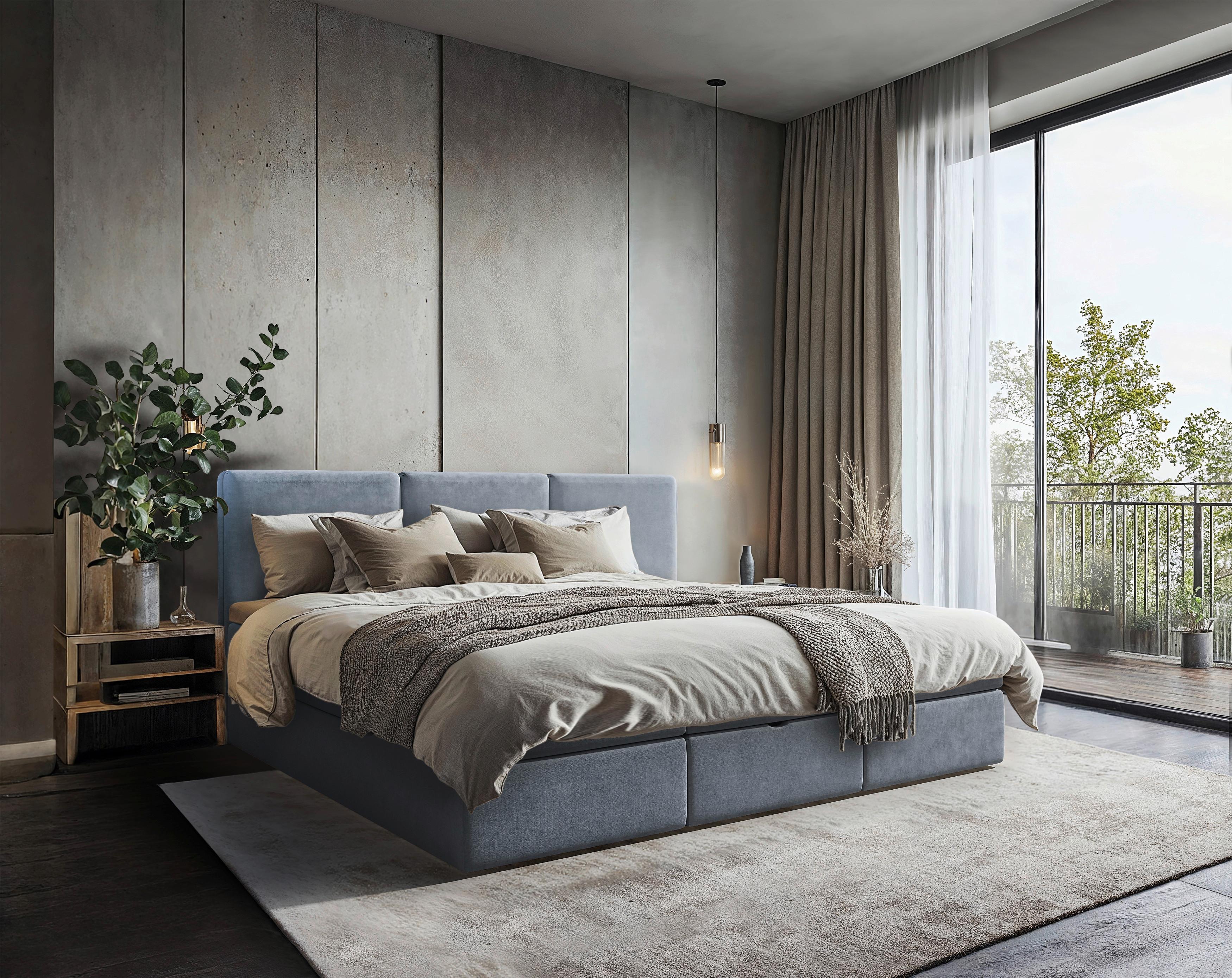 Familienbett Domino Combo Blau ca. 270x200 cm - Blau/Schwarz, MODERN, Holz/Holzwerkstoff (270/200cm) - MID.YOU