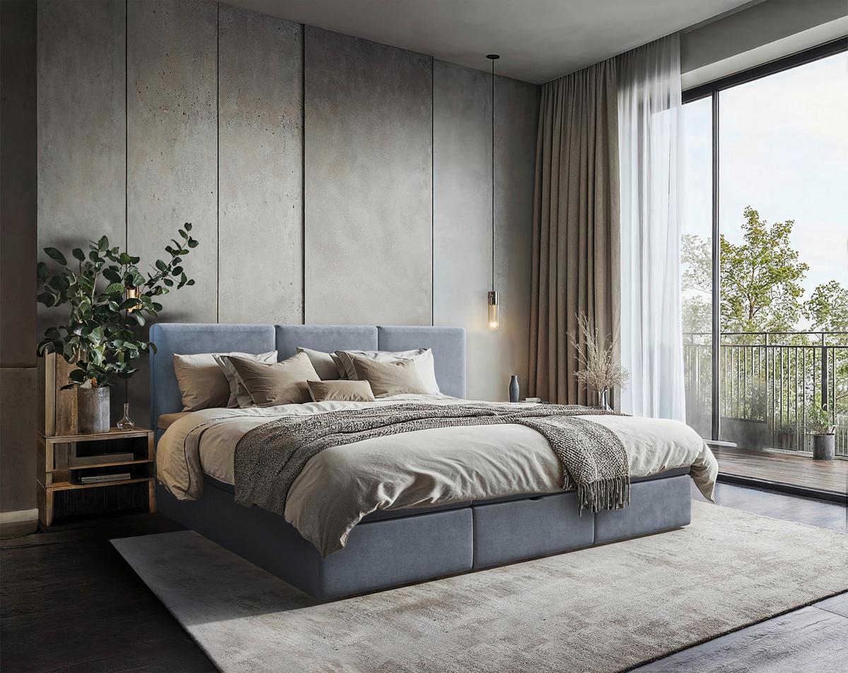 Familienbett Domino Combo Blau ca. 270x200 cm - Blau/Schwarz, MODERN, Holz/Holzwerkstoff (270/200cm) - MID.YOU