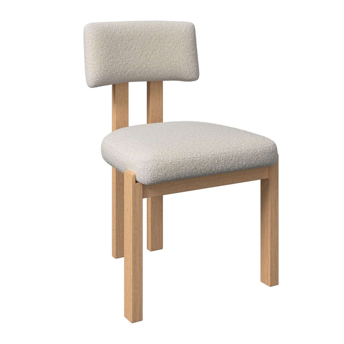 Stuhl Jonna Creme Bouclé Gepolstert - Creme/Naturfarben, MODERN, Holz/Textil (51/82/53cm) - Bessagi Home