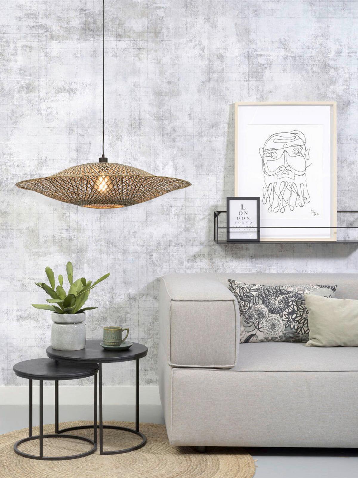 LAMPA WISZĄCA BALI/H/8720/BN - czarny/jasnobrązowy, Natur, materiały naturalne (87/20cm) - Good & Mojo