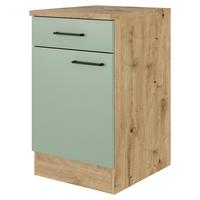 Kuhinjska Spodnja Omarica Cara, Zelena, Hrast - črna/zelena, Konvencionalno, kovina/leseni material (50/85/57cm) - FlexWell