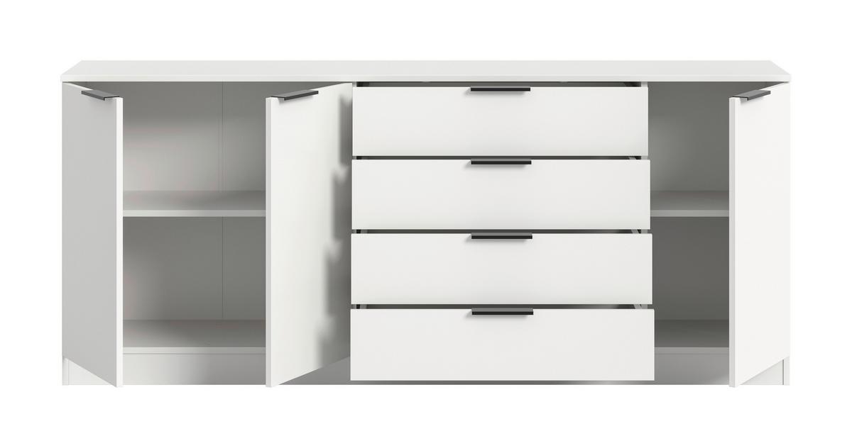 Kommode Kopenhagen Weiß - Schwarz/Weiß, Design, Holzwerkstoff/Kunststoff (185/80/35cm) - Livetastic