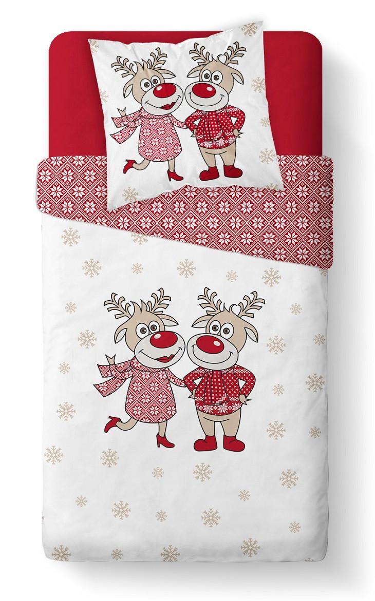 Posteljina Christmasdeer - crvena, tekstil (140/200cm)