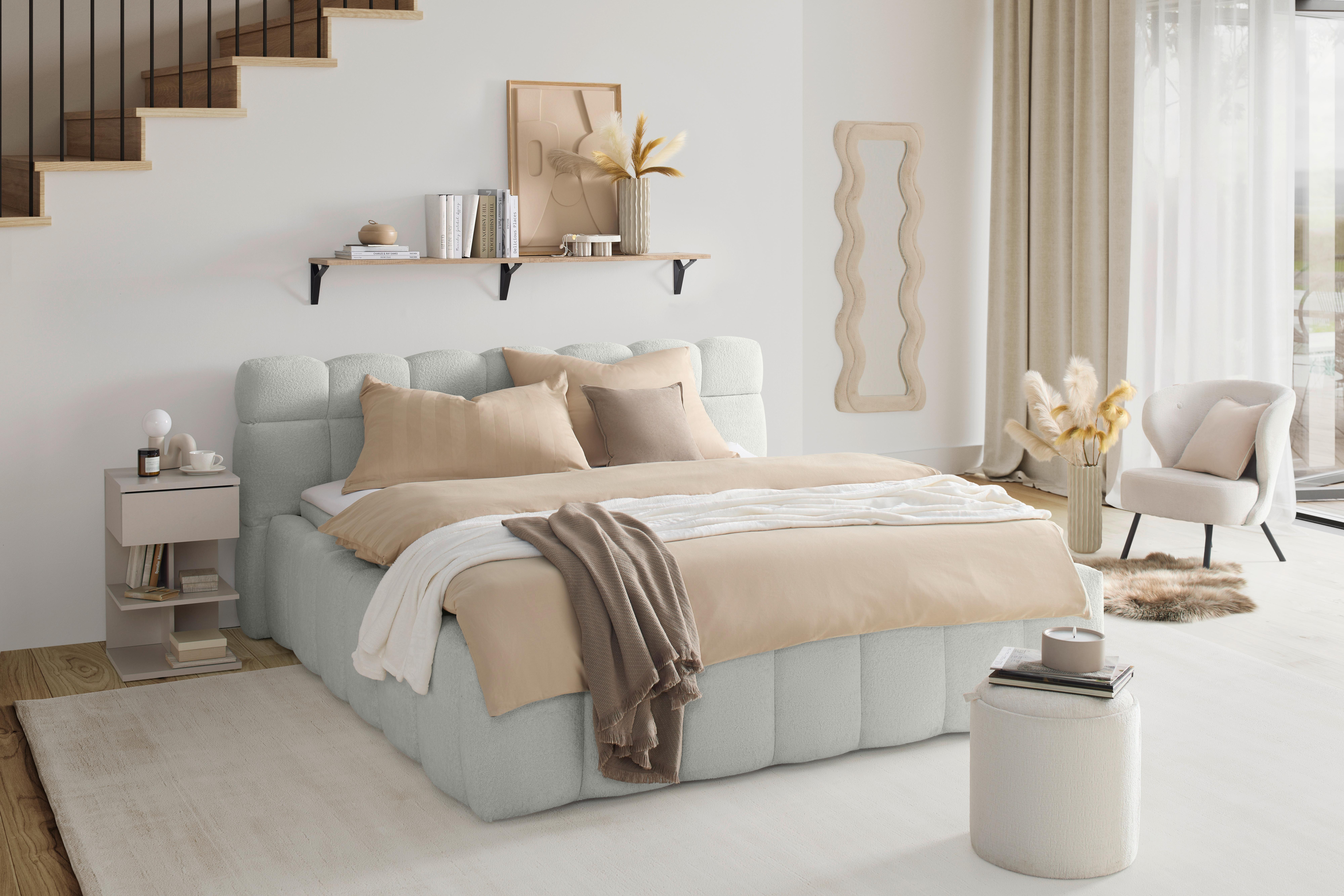 Polsterbett Monte Taupe ca. 180x200cm - Taupe/Schwarz, KONVENTIONELL, Kunststoff/Textil (180/200cm) - Based