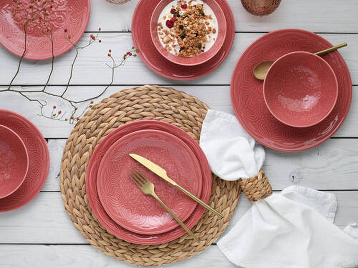 Jedilni Servis Orient Mandala, 12-Delni - temno roza, Trend, keramika - Creatable