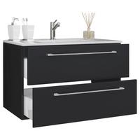 Umivalna Enota Z Umivalnikom Badinos, Črna, 2-Delna - črna/bela, Moderno, kovina/leseni material (81cm) - MID.YOU