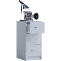 Nočna Omarica Boxal Maxi, Bela - bela/barve aluminija, Basics, leseni material (35/65/35cm) - MID.YOU