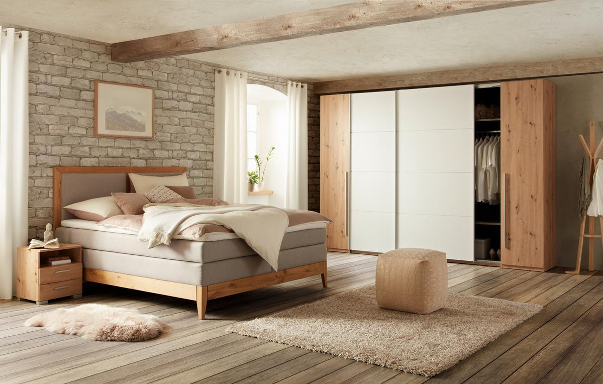 meuble de chevet in Eichefarben - couleur d'aluminium/chêne artisan, Konventionell, matière synthétique/matériau de bois (45/47/35cm) - Mömax