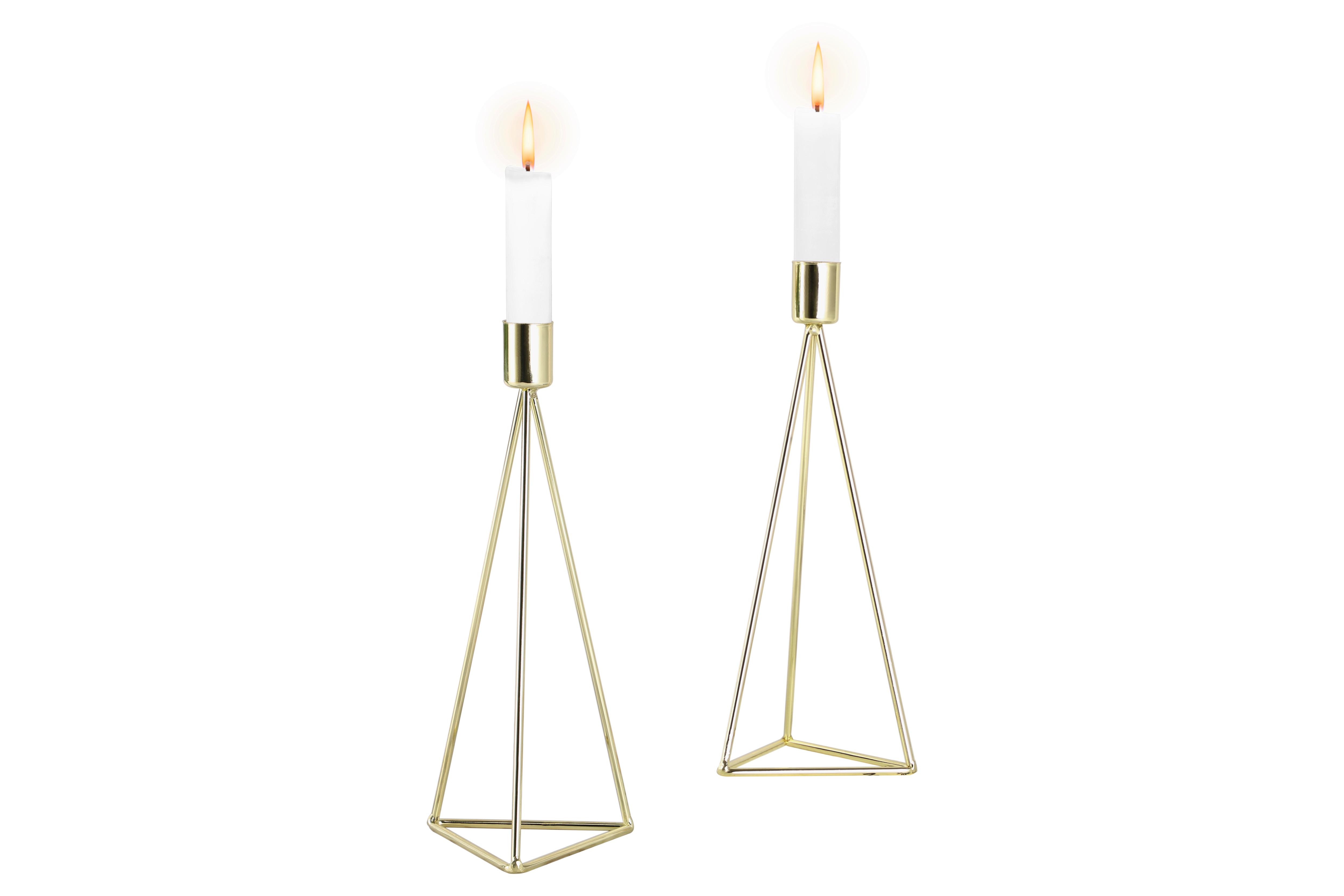 Kerzenhalter-Set Retro Design Goldfarben 2-teilig - Goldfarben, Basics, Metall (9,5/24,2cm) - Echtwerk