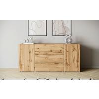 Sideboard 150cm Berlin 150 Wotan Eiche Dekor - Eiche Wotan/Grau, Design, Holzwerkstoff/Kunststoff (150/68/38,5cm) - P & B