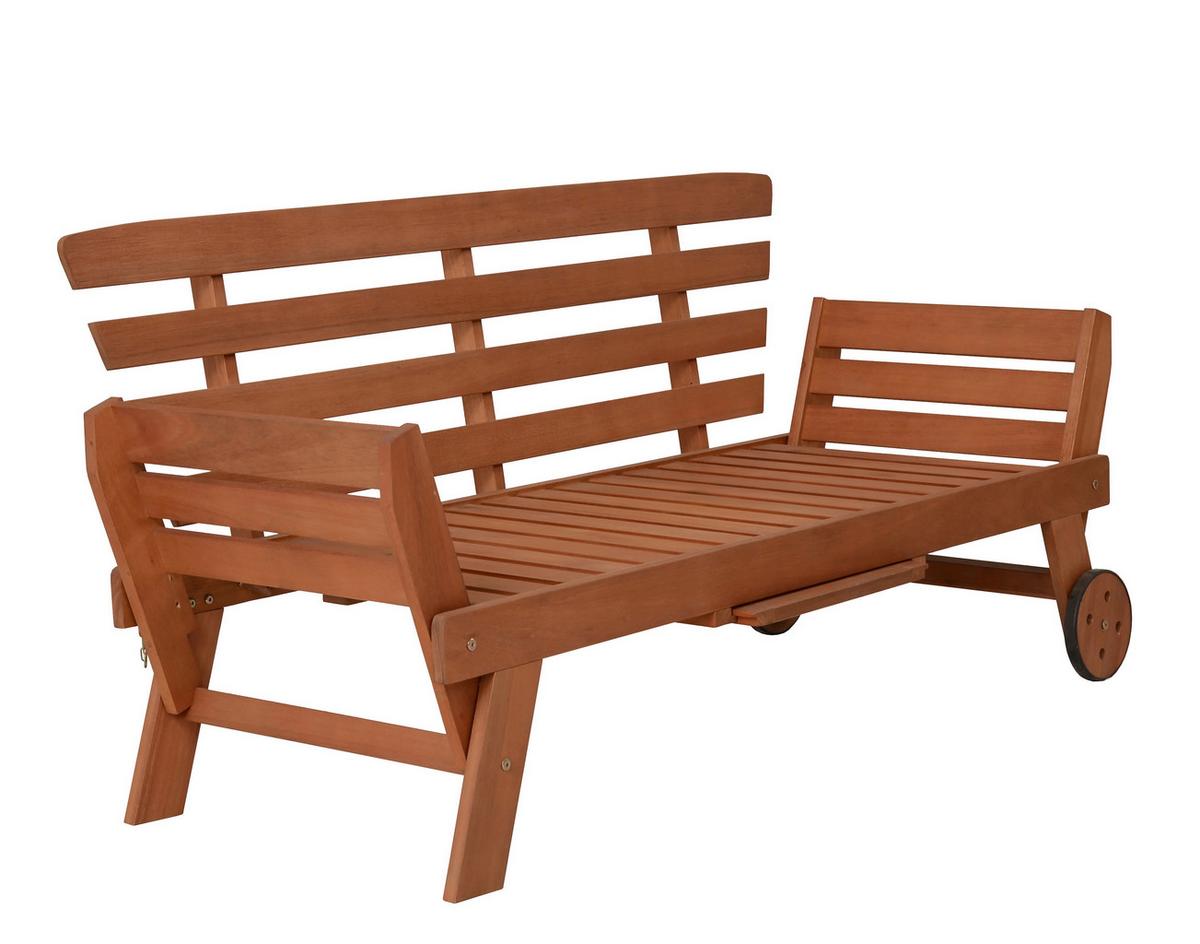 Gartenbank Holz Rincon ca. 190x78x68 cm inkl. Kissen - Braun/Grau, Basics, Holz/Textil (190/77,5/68cm) - Gardenson