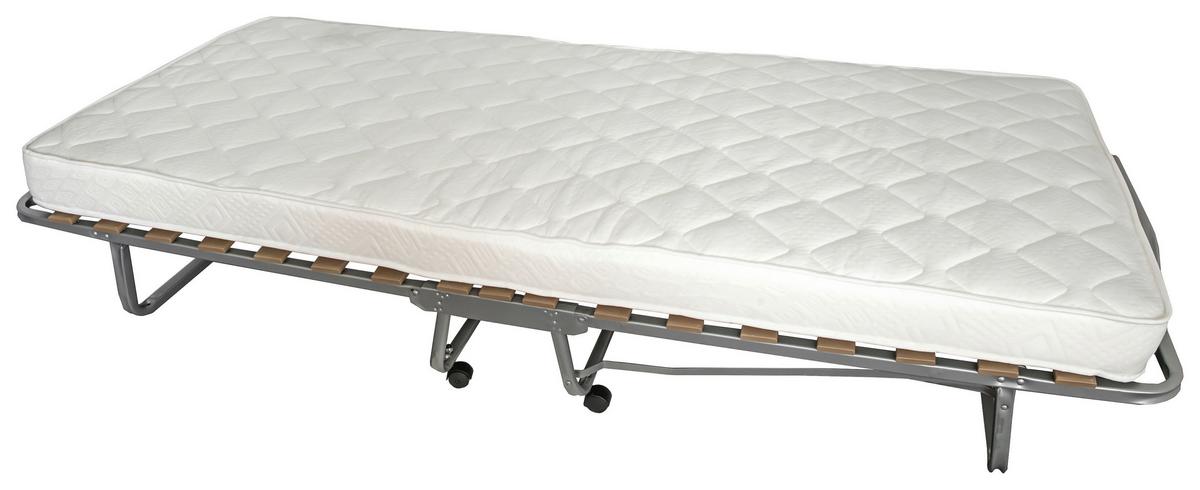 ŁÓŻKO SKŁADANE ERIC.210 - biały/kolor aluminiowy, Basics, metal/tkanina (90/204cm) - Carryhome