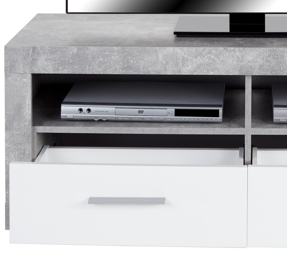 Element TV Malta - alb/gri, Modern, material pe bază de lemn (128/50/42cm) - Modern Living
