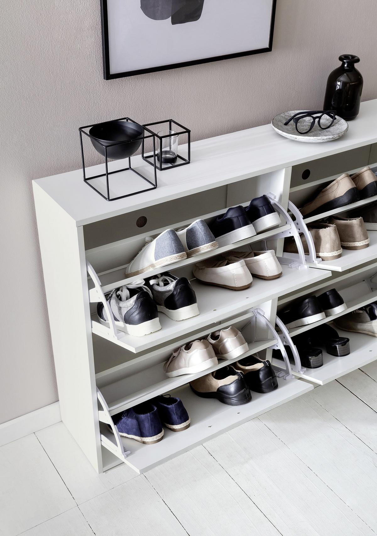 Omara Za Čevlje Sonoma, Bela - srebrne barve/bela, Konvencionalno, kovina/leseni material (120/81/24cm) - MID.YOU