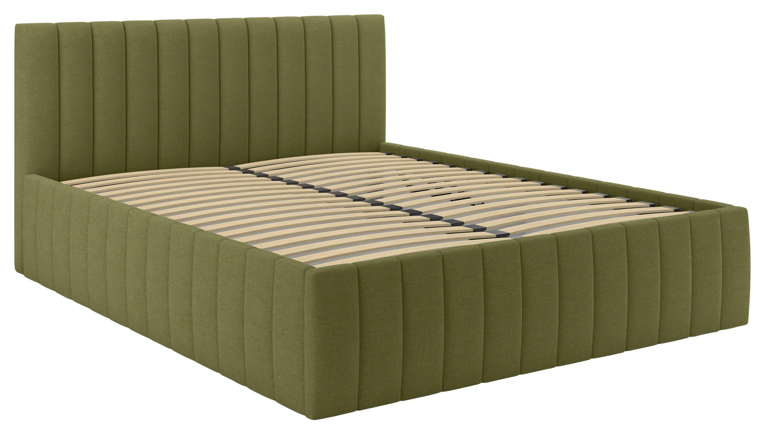 Polsterbett Orinoco Grün ca. 160x200cm - Schwarz/Grün, MODERN, Holz/Holzwerkstoff (160/200cm) - Mömax