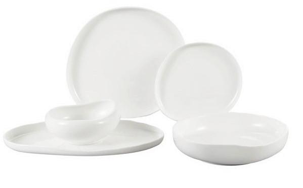 SERWIS OBIADOWO-ŚNIADANIOWY BARLES  25TLG - biały wysoki połysk, Basics, ceramika (30/30/10cm)